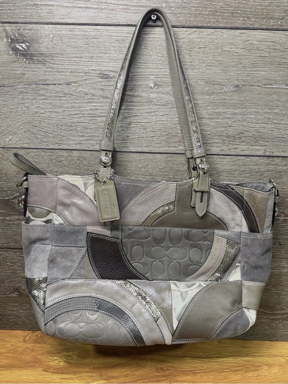 Vintage Coach patchwork tote